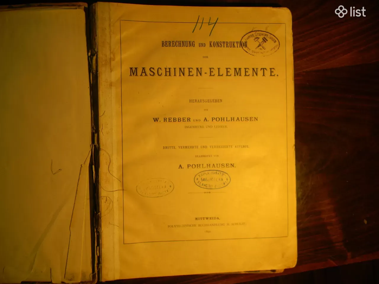 Книга. Berechnung und Konstrution der MASHINEN-ELEMENTE. (Расчет и  конструкция ЭЛЕМЕНТОВ МАШИНЫ, 1892г - Коллекционирование - List.am