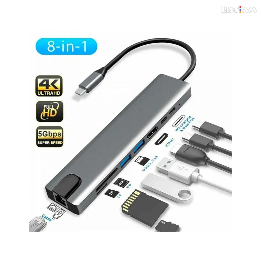 8in1 USB-C Type C HD